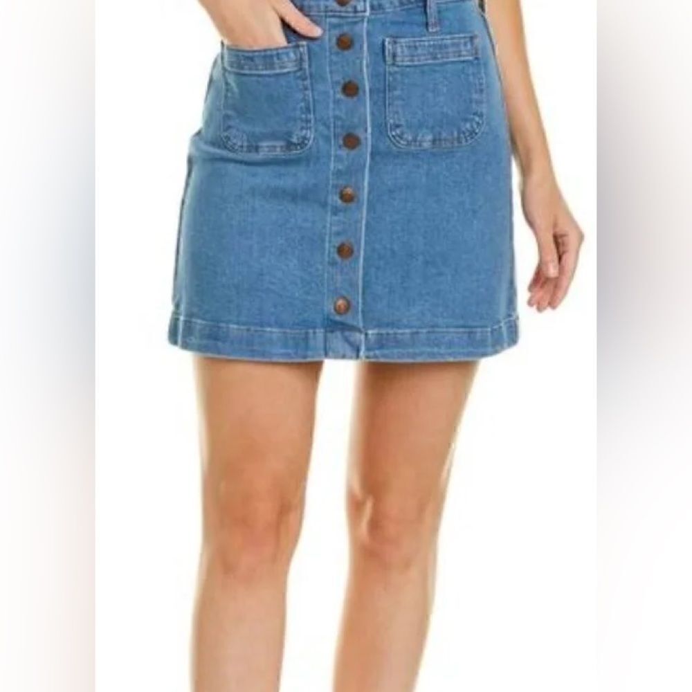7. Madewell Womens Cotton Blend Denim McCaren Skirt Exposed Button Snap. 26 NWT - Picture 1 of 8